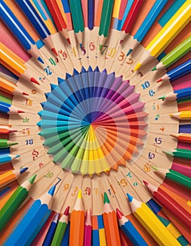 Colorful Pencils in Circular Pattern