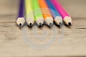 Colorful pencils close up