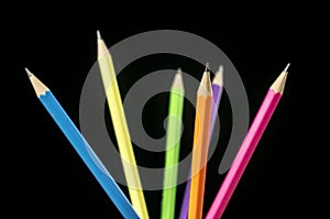 Colorful pencils close up