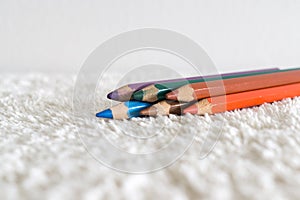 Colorful pencils on the table.