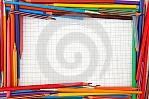 Colorful pencils frame