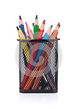 Colorful pencils in holder