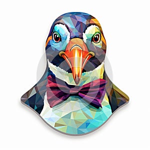 Colorful Penguin Portrait Sticker With Fibrepunk Installation Creator