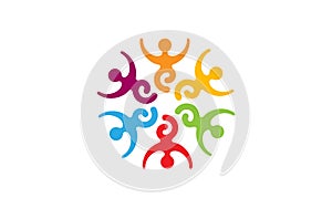 Colorful People Group Movement Team Logo