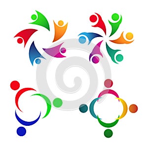 Colorful people logo set illustration