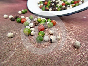 Colorful peppercorns spice