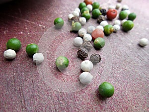 Colorful peppercorns spice