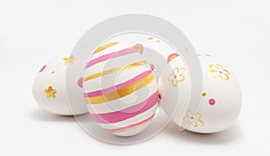 Colorful perfect handmade painted easter eggs isolated on a white background