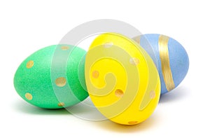 Colorful perfect handmade painted easter eggs isolated on a white background