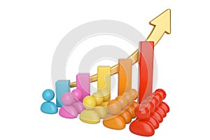 Colorful persons chart on white background.3D illustration