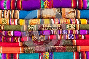Colorful peruvian fabric background