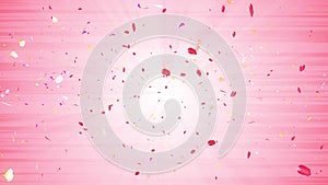 Colorful petals. Spiral shiny petals of blossoms. Flower pattern. Pretty dancing petal. Vortex from spin petals. Loop animation.