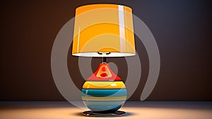 Colorful Photobashing Table Lamp With Cylindrical Shade