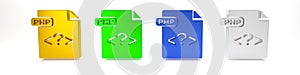Colorful PHP file document. Download php button icon isolated on white background. PHP file symbol. Minimalism concept