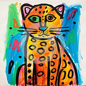 Colorful Picasso-inspired Cheetah Drawing
