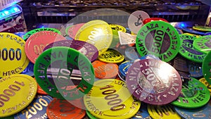 Colorful picture of a coin slot jackpot machine
