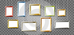 Colorful Picture Frames on Transparent Background