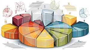 Colorful Pie Chart Displaying Various Data Segments With Text Placeholders on a Clean White Background for Effective photo