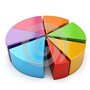 Colorful 3D Pie Chart for Business Presentation and Data Visualization