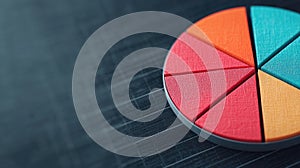 Colorful pie chart segment on a dark background, representing data visualization and analysis concepts