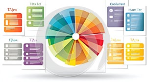 Colorful Pie Chart With Text Placeholders Illustrating Data Distribution and Categorization for Analysis photo