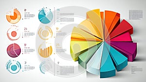Colorful Pie Chart With Data Visualizations and Text Placeholders Against a White Background Showcasing Analytical photo