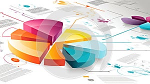 Colorful Pie Chart With Text Placeholders and Data Representation on a White Background Showcasing Data Analysis photo