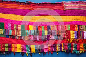 a colorful piece of cloth featuring prayer chants
