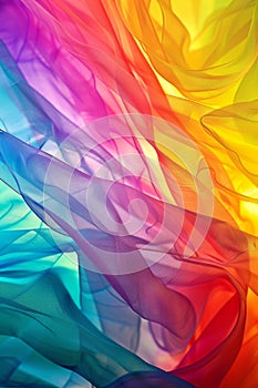 A colorful piece of fabric with a rainbow pattern