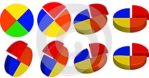 Colorful piecharts on white background - perfect for an article about data analysis