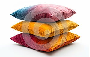 Colorful pillows on white background