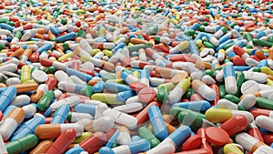 Colorful Pills pile. 3d rendering