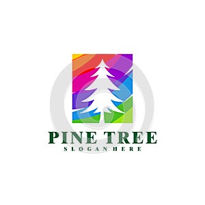 Colorful Pine Tree logo design vector. Creative Pine Tree logo concepts template