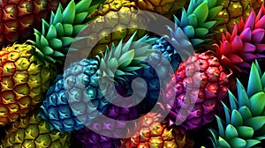 Colorful Pineapple Desktop Wallpaper In Vray Tracing Style