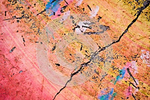 Colorful Pink,blue,yellow grunge cracked wall backgroun