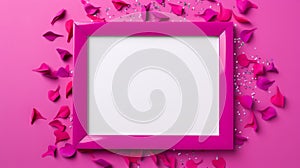 Romantic Pink Frame With Paper Background - 3d Render