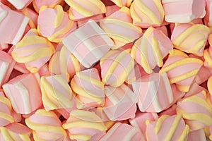 Colorful pink marshmallow candies for background use.