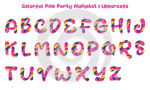 Colorful Pink Party Alphabet Uppercase Letters