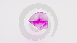 A colorful pink polyhedron randomly transforming on white background. Dynamic backdrop for art, business and technology