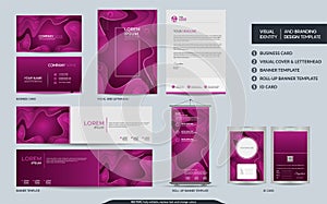 Colorful pink stationery mock up and visual brand identity set photo