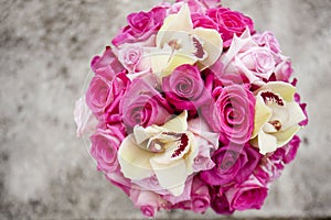 Colorful pink wedding bouquet