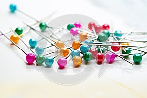 Colorful pins on the surface