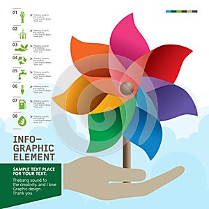 Colorful Pinwheel on hand Vector.