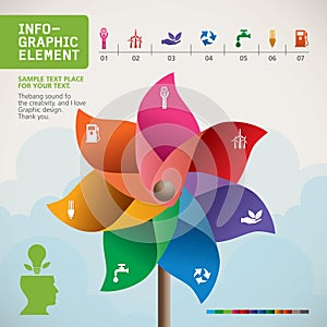 Colorful Pinwheel on hand Vector.