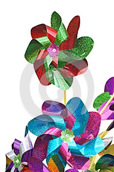 Colorful Pinwheels, children toy on a white background