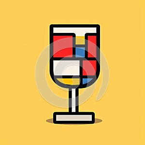 Colorful Pixel-art Wine Glass: A Playful De Stijl Inspired Collage