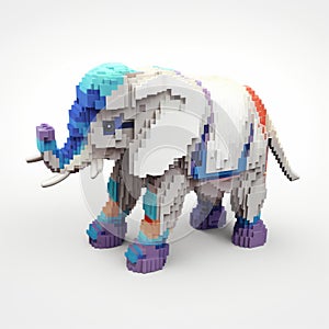 Colorful Pixel Elephant: A Vibrant Vray Tracing Design