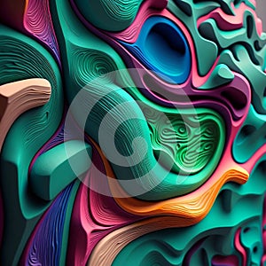 A colorful placticine background of a typology map wave.