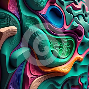 A colorful placticine background of a typology map wave. photo