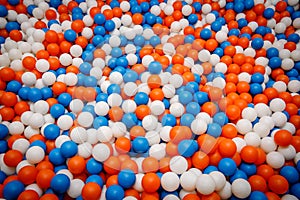 Colorful plastic balls on children`s playground